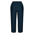 thumbnail image 5 of RXIRUCGD Women's Summer Comfortable Loose Wide Legged Fashion Solid Color Capris, Navy, Size: M, 5 of 5