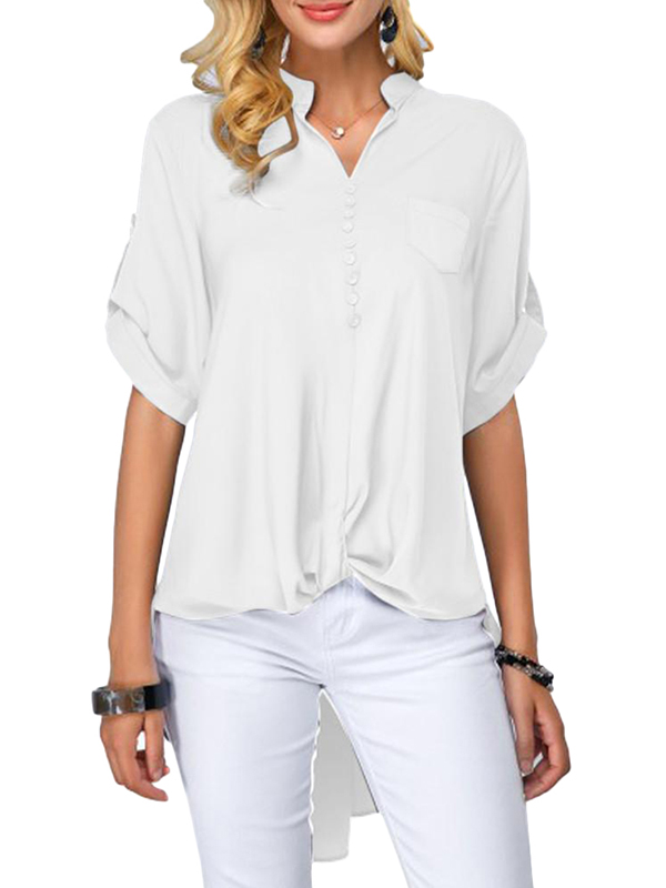 high low button down shirt