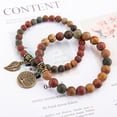thumbnail image 4 of Pulsera de piedras naturales - Pulsera de perlas naturales para mujer - Juego de dos pulseras con accesorios de árbol de la vida y hojas Zefei Wu  9024735035091, 4 of 5