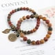thumbnail image 4 of Pulsera de piedras naturales - Pulsera de perlas naturales para mujer - Juego de dos pulseras con accesorios de árbol de la vida y hojas, 4 of 5
