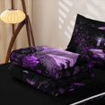 thumbnail image 6 of Homewish Vintage Hipple Skull Zipper Twin Comforter Sets with Fitted Sheet and 2 Pillowcases,Happy Halloween Zipper Bedding Set,Purple Rose Bed Set,Black Reversible,4pcs, 6 of 8
