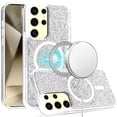 thumbnail image 2 of Designed for Samsung Galaxy S24 Plus /S24+Magnetic MagSafe Wireless Compatible Epoxy Glitter Shiny Sparkle Bling Hybrid TPU Frame Phone Case Cover [Silver], 2 of 7