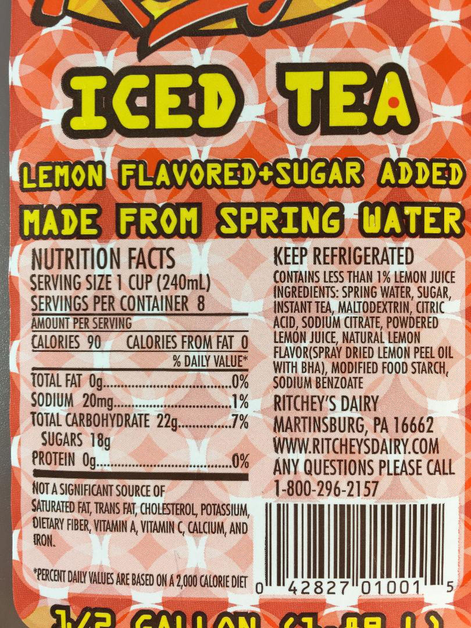 Ritcheys Iced Tea, Sweetened, half gallon
