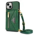 thumbnail image 2 of Nalacover for iPhone 14 Plus Zipper Wallet Case,Luxury Premium PU Leather Back Soft TPU Magnetic Buckle Flip Card Pocket Shockproof Slim Cover with Adjustable Crossbody Shoulder Strap,Green, 2 of 14