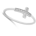thumbnail image 4 of CHOOSE YOUR COLOR Sideways Cross Leaf Christian Ring .925 Sterling Silver Band Jewelry Female Size 9, 4 of 4