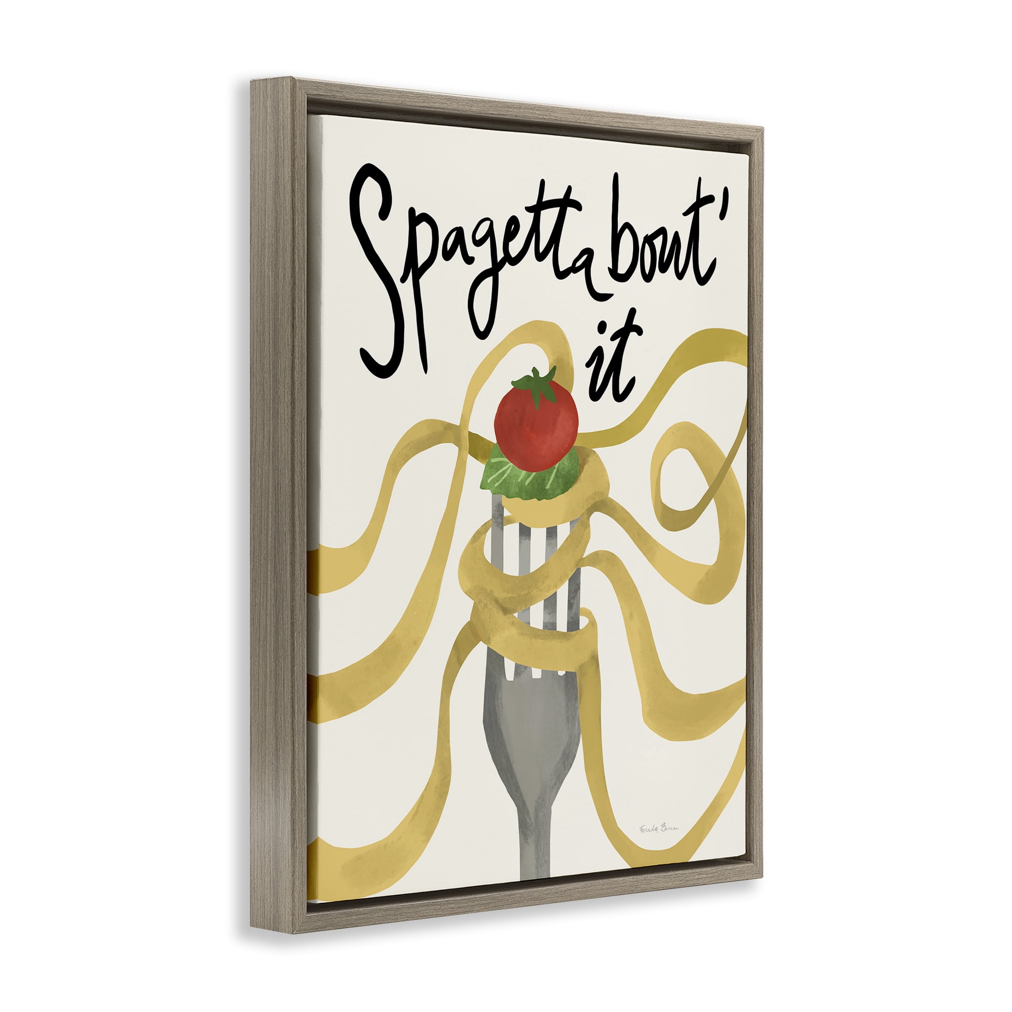 Stupell Industries Funny Spaghetti Phrase Food & Beverage Painting Brown Floater Framed Art Print Wall Art, 25 x 31