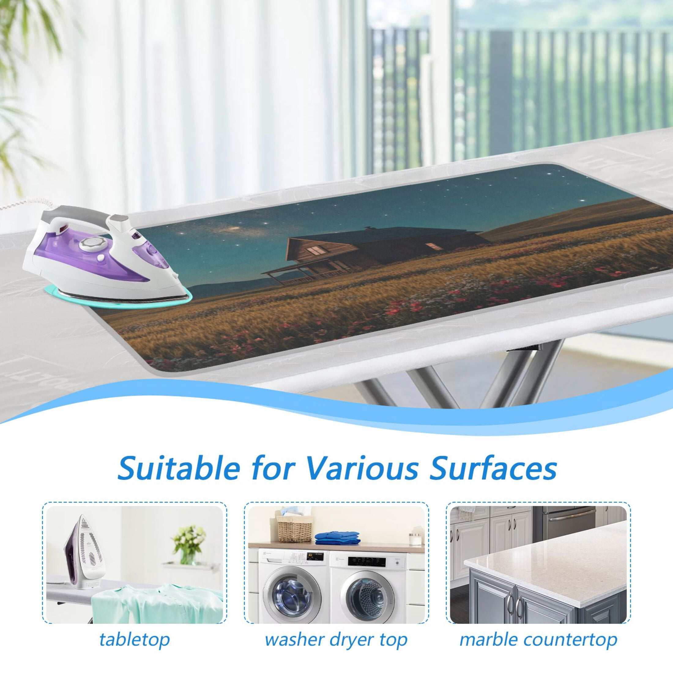 House under Starry Sky Ironing Mat Blanket for Table Top Travel Portable Ironing Board Pad 47.2x27.6 Inch