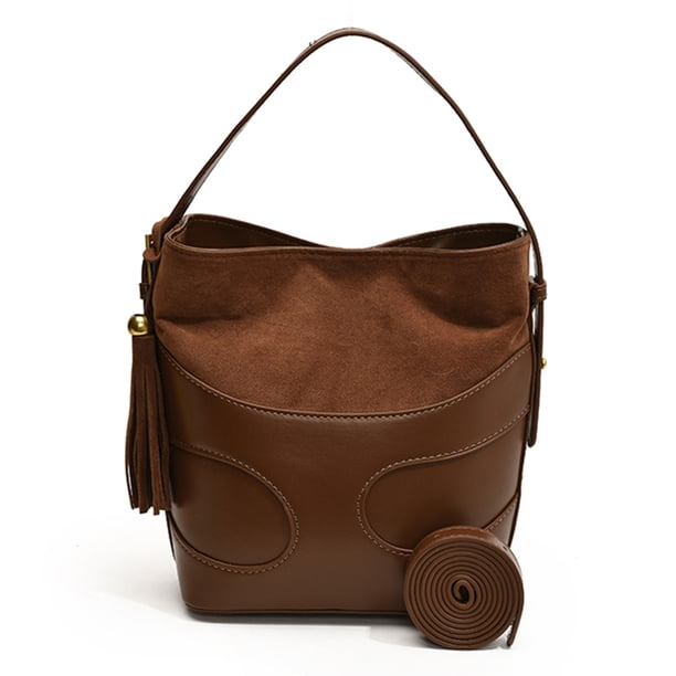 Bolso Mensajero Sencillo Piel Ante Con Costuras Terciopelo Gran Capacidad para Mujer Novedad 2024 Comm (marrón)