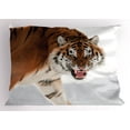thumbnail image 1 of Tiger Pillow Sham Panthera Tigris Altaica Close-up Image with Snowy Background Angry Hunter Photo, Decorative Standard Size Printed Pillowcase, 26 X 20 Inches, Pale Brown, by Ambesonne, 1 of 2