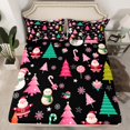 thumbnail image 2 of Feelyou Kawaii Santa Claus Queen Sheet Sets, Winter Christmas Snowman Flat Sheet, Pink Xams Tree Queen Fitted Sheet, Luxury Bedroom Decor, 4 Pieces, 2 of 7