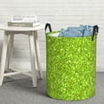 thumbnail image 7 of KLL Lime green glitter Waterproof Foldable Laundry Hamper Bucket with Handles for Storage Bin,Kids Room,Home Organizer (Medium ), 7 of 7