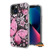 Xpression Phone Case For Samsung Galaxy A26 Hybrid Clear Frame with Trendy Pattern Design, Shockproof Hard Back & TPU Rubber Cover, Pink Butterfly