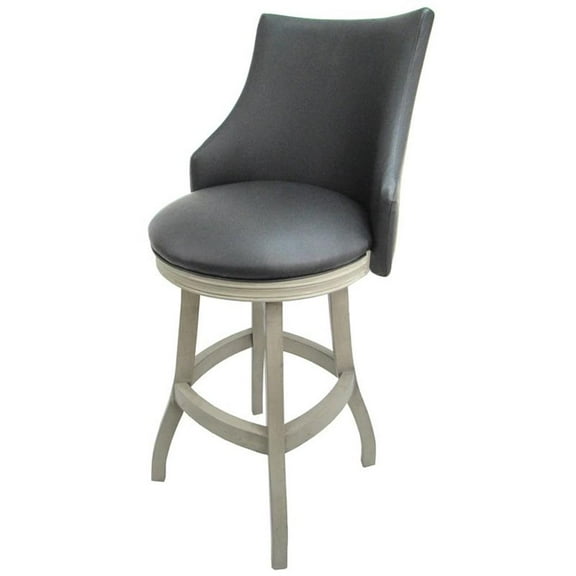 Tobias Designs 30" Swivel Wood Bar Stool in Gray/ Antique White