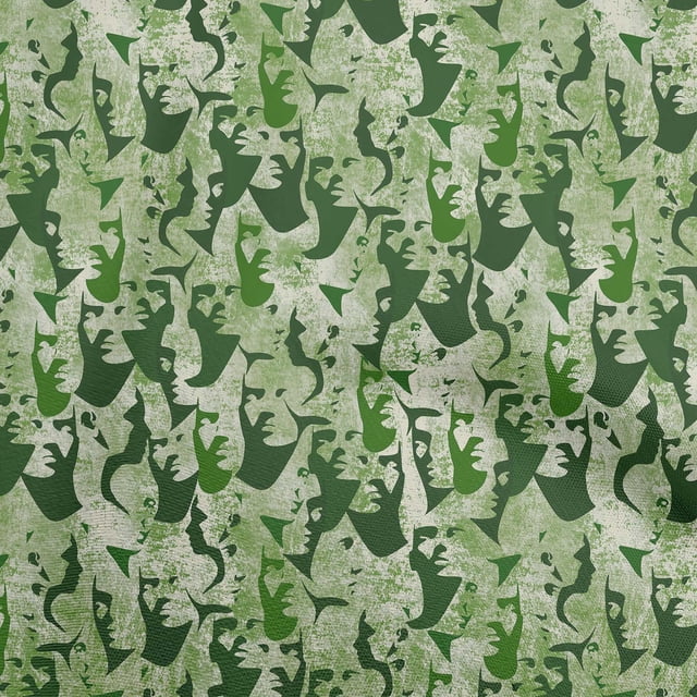 oneOone Velvet Green Fabric Abstract Face Sewing Craft Projects Fabric Prints By Yard 58 Inch Wide