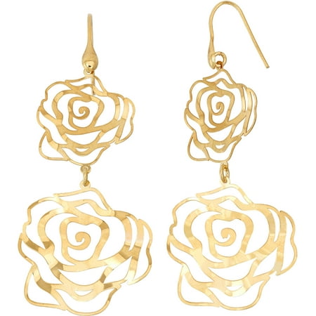 Giuliano Mameli 14kt Gold-Plated Sterling Silver Rose Shape Cut-Out Dangle Earrings