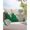 thumbnail image 6 of Pack of 2 Outdoor Pillow Covers, Cool Skull with Lucky Clovers Waterproof Square Throw Pillowcase Cushion Decorative Pillow Covers for Couch Patio Tent, 18x18 in, 6 of 6