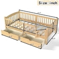 thumbnail image 4 of URTR Twin Size Montessori Platform Bed with Full-length Guardrails and 2 Drawers, Wooden Twin Low Profile Platform Bedframe with Cute Headboard for Bedroom, Natural, 4 of 9