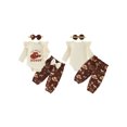 thumbnail image 2 of Cjfdfy Newborn Baby Girl Western Outfits Horse Cowgirl Graphic Long Sleeve Ruffle Romper Country Bow Pants Headband Cute Country Cowgirl Halloween Fall Winter Clothes 0-18M, 2 of 9
