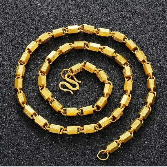 K-KED Men's solid Chain 22K 23K 24K Thai Baht Gold Filled Yellow GP Necklace 24"99g