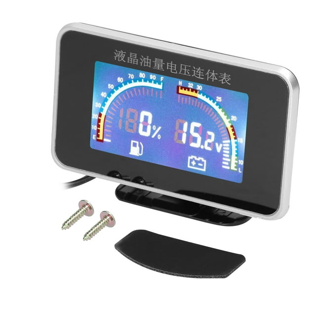 2-in-1 LCD Car Digital Fuel Level Gauge Voltmeter Universal Instrument 9-36V for Car Truck SUV RV
