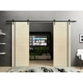 thumbnail image 3 of Sturdy Double Barn Door 48 x 80 inches with | Planum 0016 Natural Veneer with Frosted Glass | 13FT Rail Hangers Heavy Set | Solid Panel Interior Doors, 3 of 6