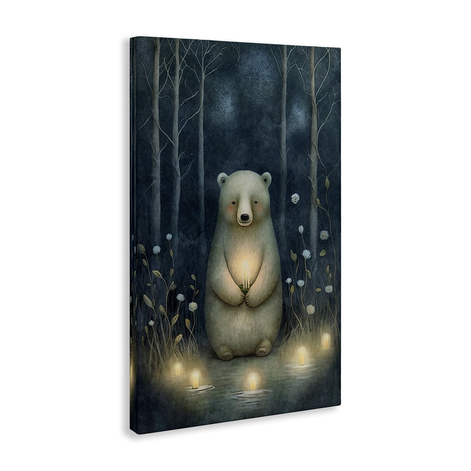 Stupell Industries Mystic Polar Bear Landscape Painting Gallery Wrapped Canvas Art Print Wall Art, 16 x 24