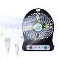 Gyedtr 3-Speed Rechargeable 1200mAh Battery Mini Desk Fan