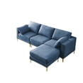thumbnail image 5 of 93"L-shaped Sectional Sofa with Removable Ottoman Footrest and Metal Legs, Modern Free Combination Modular Sofa Couch with Soft Backrest & Armrest & Thick Seats Cushion for Living Room, Blue, 5 of 9