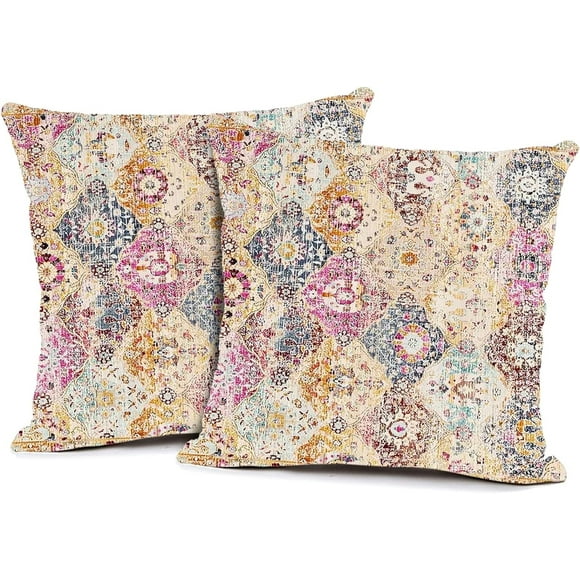 2 Pcs Housse de Coussin Motif Tribal Persan Housse de Coussin Persane Ethnique Géométrique Chaotique 16x16 Pouces Décorative Femmes Hommes Garçon Fille Housse de Coussin pour la Maison