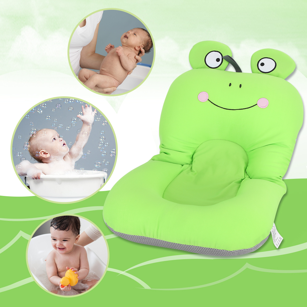 FAGINEY Foldable Non Slip Cute Frog Baby Bath Mat Soft Bathing Cushion