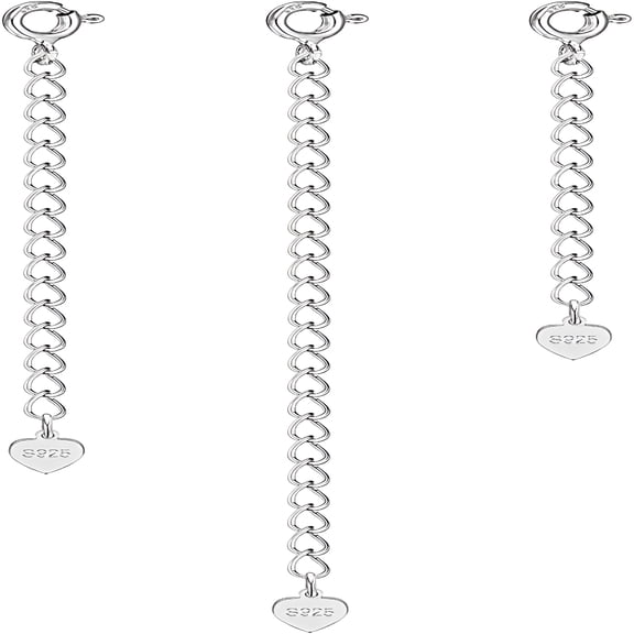 DESIGNICE 2026 New 3 Pcs Sterling Silver Extenders Chain,925 Sterling Silver Extension Curb Chains Set for Necklace Bracelet (2,3,4 Inches),For Jewelry Adjustments,Repairs,Customization,Daily Wear.