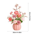 thumbnail image 3 of Pumpkin-Shaped Ceramic Vase with Handmade Silk Flower Arrangement for Living Room, Dining Table, and Home Decor Pink, 3 of 5