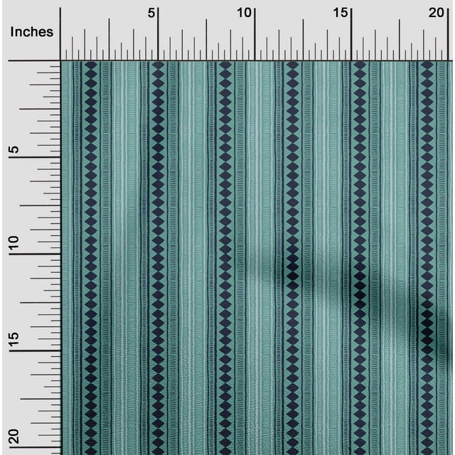 oneOone Cotton Cambric Fabric Stripe & Diamond Block Printed Craft Fabric BTY 56 Inch Wide