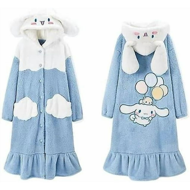 Piece Pajamas Kawaii Plush Lounge Wear Women's Pajamas Robe Hooded Cute Pajamas Plush Long Pajamas Gift Xl