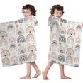 thumbnail image 4 of White Boho Bohemia Rainbows Suns Clouds Pattern Hooded Bath Towel，50"x30" for Ages 3 To 12 Kids, Quick Dry Lightweight Soft Microfiber Hood Beach Towel Cover Up for Kids, 4 of 7