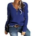 thumbnail image 1 of Langwyqu Spring Fall Women Long Sleeved Half Zipper Knit Pullover Sweater, 1 of 5