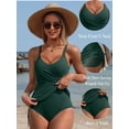 thumbnail image 3 of Asoul Twist V Neck One Piece Swimsuit for Womens Tummy Control Swimdress Monkini Swimwear Tie Side Mesh Bathing Suits, 3 of 11