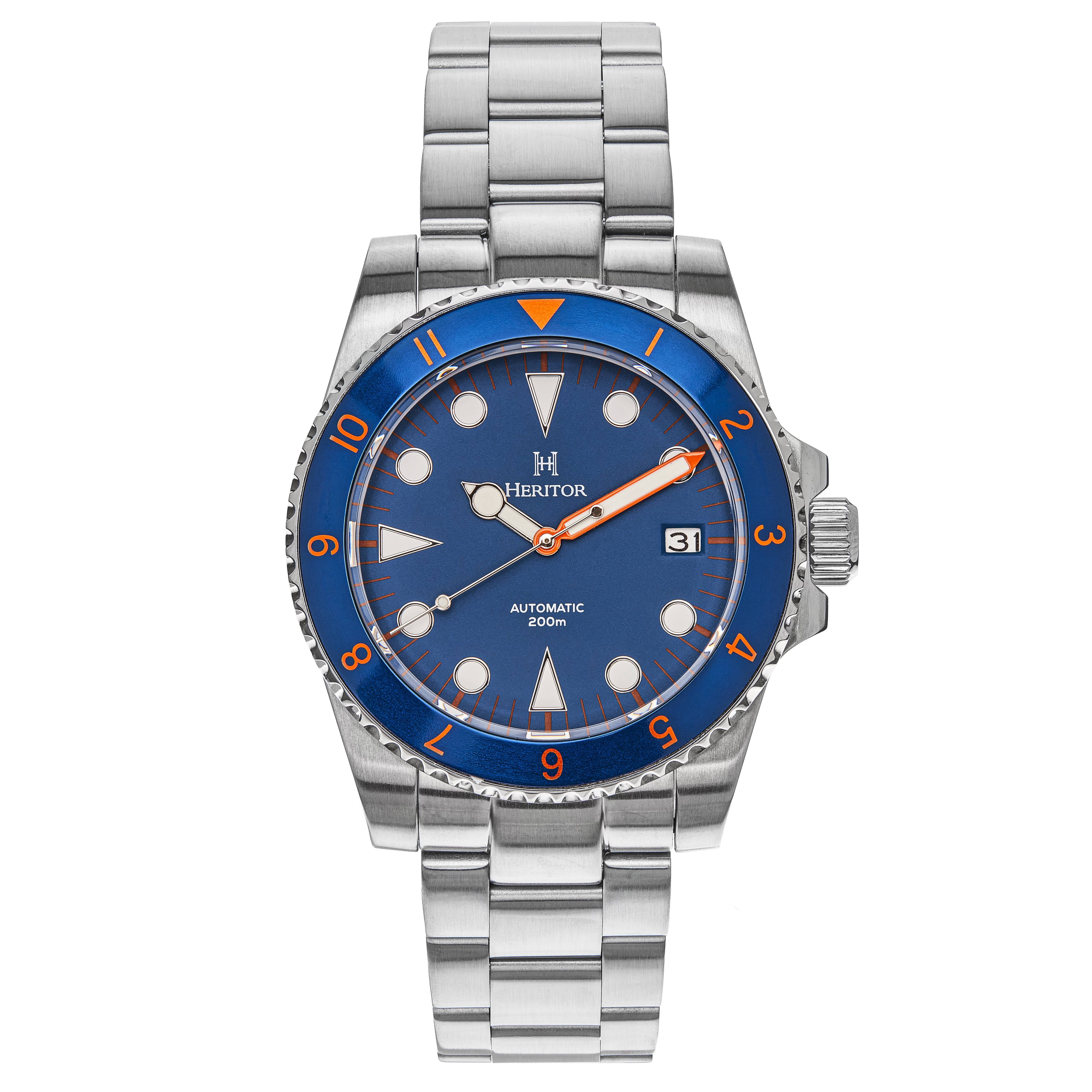 Heritor Automatic Lucius Bracelet Watch W/Date - Silver/Blue 
