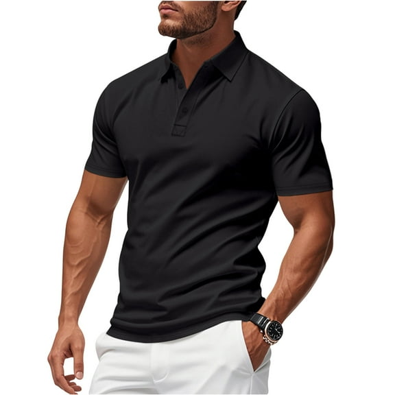 Yiaimeir Men's Classic Fit Short Sleeve Polo T-Shirt Soft Cotton Blend Casual Collared Top For Everyday Wear Navy Blue Streetwear,Size M-3XL