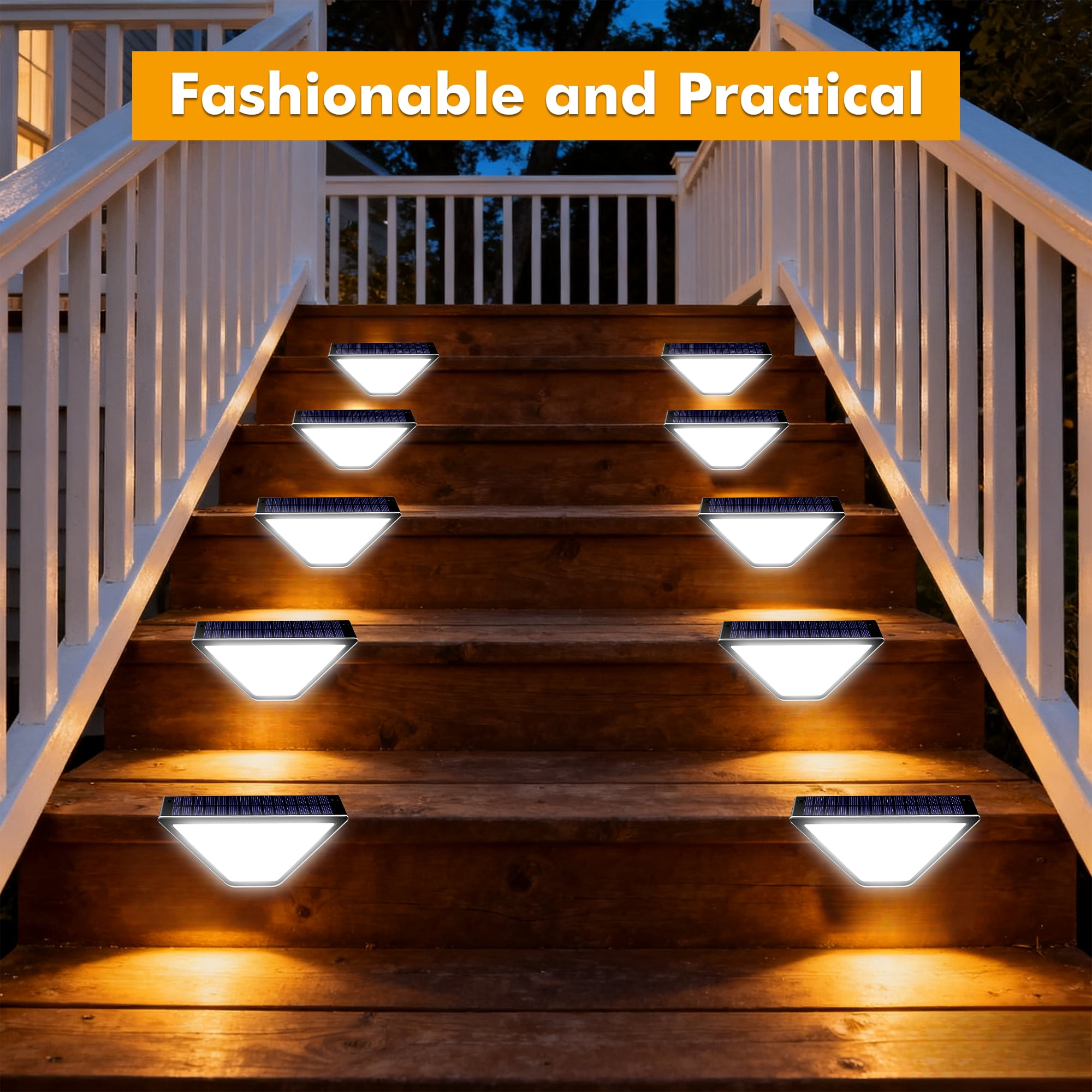 DAYBETTER LED Solar Step Lights Outdoor Stair Lights, IP65 Waterproof ,Warm White ,Daylight, Decor   Solar Decoration Lights for Yard, Garden, Walkways, Front Door, Pathway, Driveway, Porch, 6 Pack