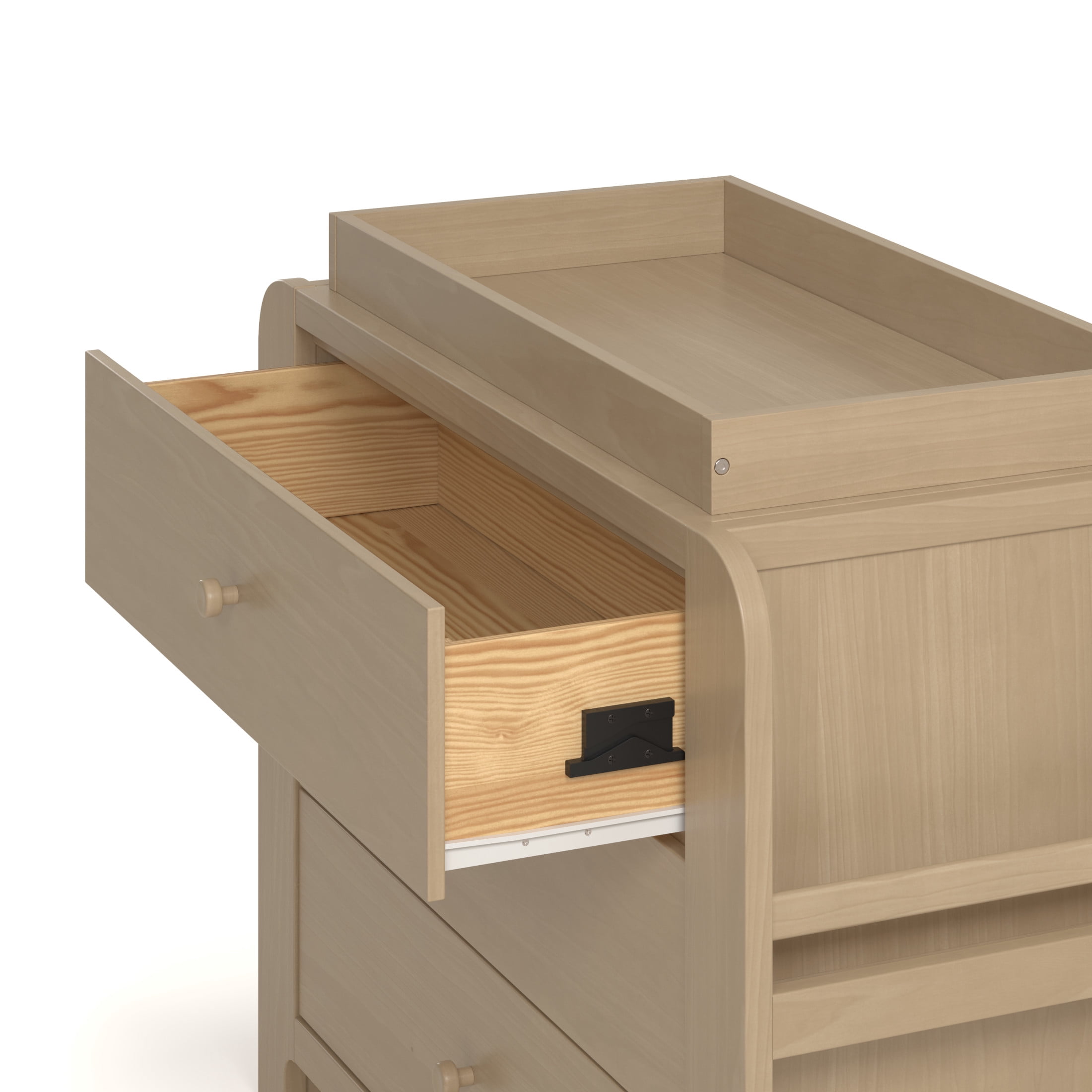Graco Read-with-Me 3 Drawer Chest with Bookshelves and Removable Infant Changing Topper, Driftwood