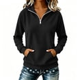 thumbnail image 4 of Hurxie Womens Quarter Zip Pullover Casual Long Sleeve Shirts Half Zip Sweatshirt Trendy Spring Clothes Black,S, 4 of 6