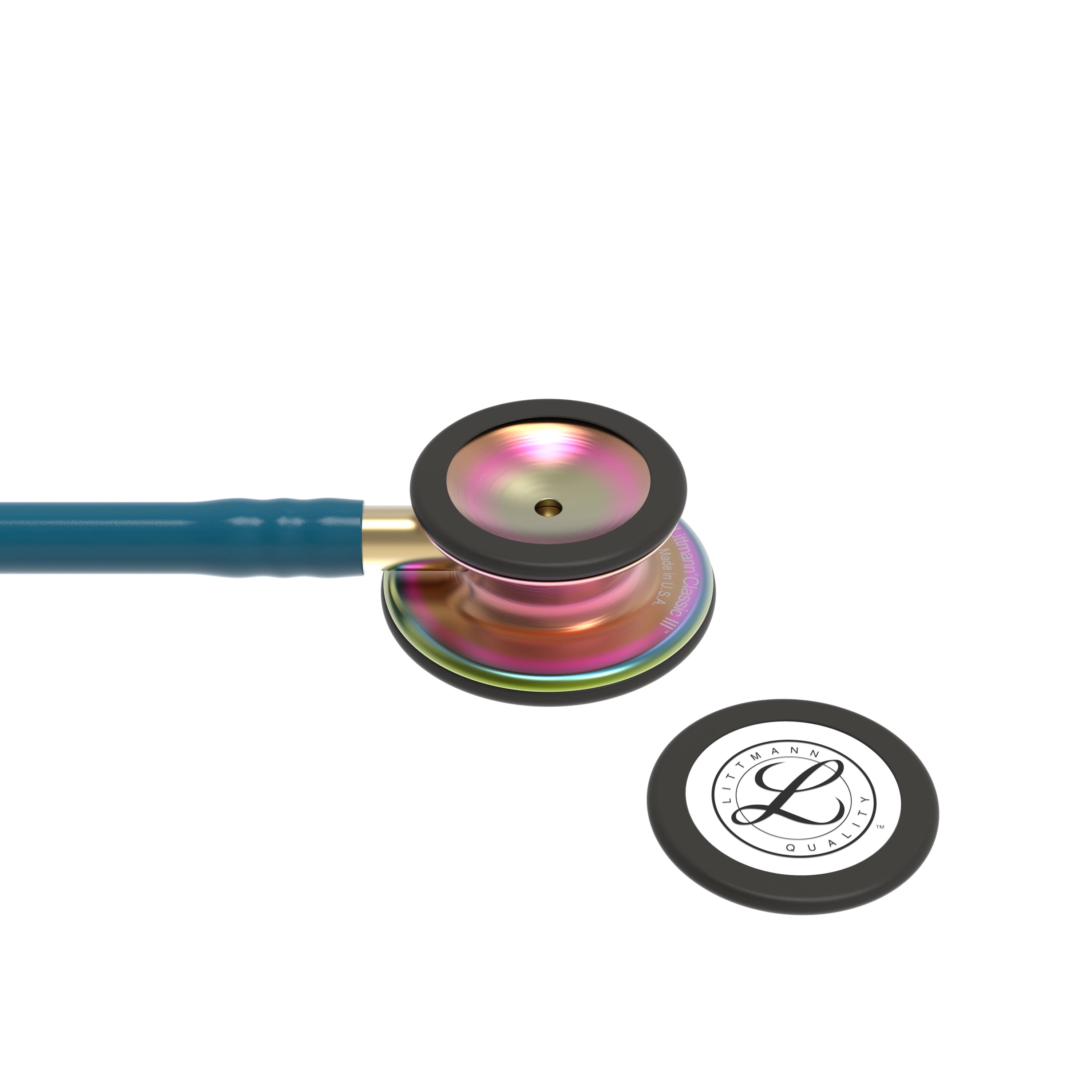 (2 pack) 3M Littmann Classic III Monitoring Stethoscope, 5807, Stainless Steel Rainbow-Finish Chestpiece, 27" Caribbean Blue Tube