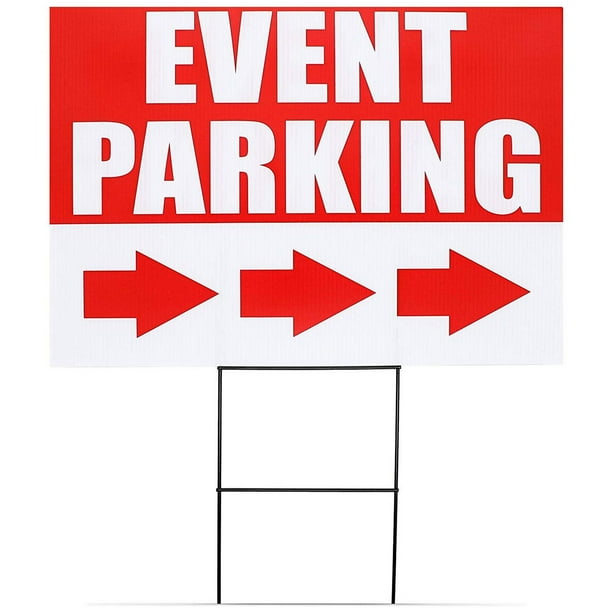 6Pack Corrugated Plastic Event Parking Lawn Yard Signs with Stakes, 3
