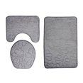 thumbnail image 4 of Alfombra de 3 Piezas BLESIY de Espuma Cubierta de Asiento de Inodoro Flor Gris, 4 of 7
