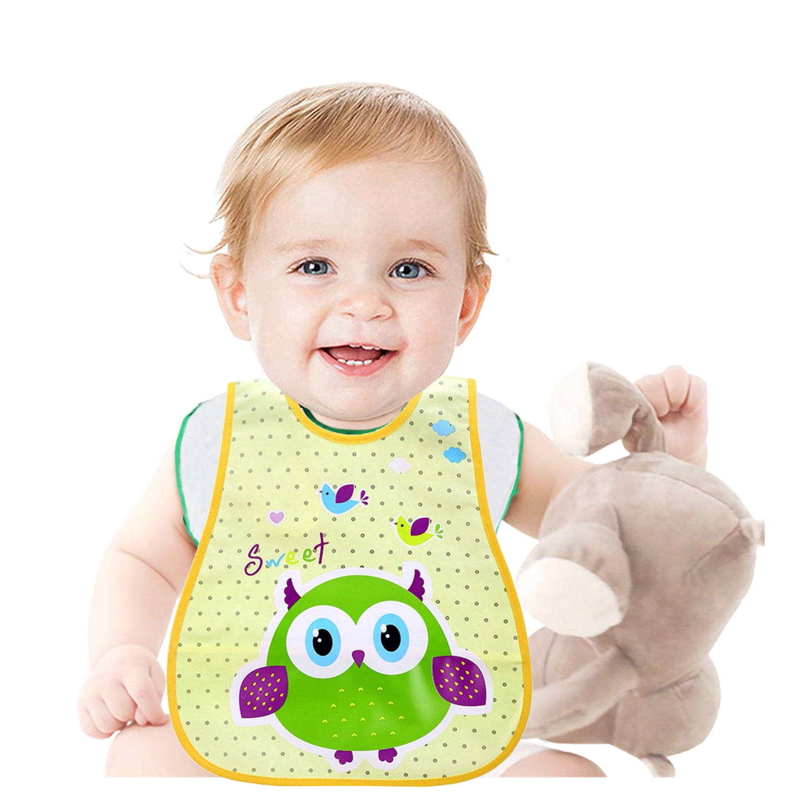 Baby Bibs for Eating Cartoon Sleeveless Feeding Apron Waterproof Toddler Bibs for Baby Boys F