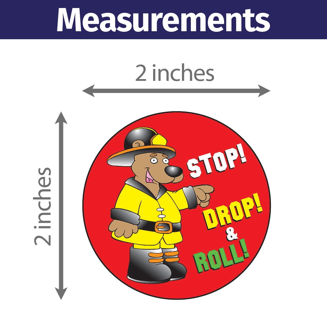 ZoCo: Stop Drop & Roll Fire Safety Sticker Roll - 400 Stickers
