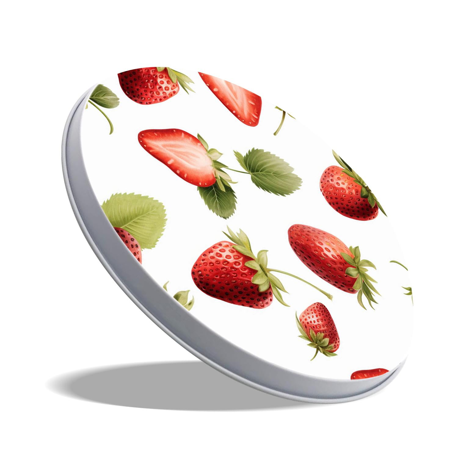Round Stove Burner Covers 4 Pcs for Metal Gas Stove Burner Cover 8Inch And 10Inch ,Strawberry Watercolor Red White multicolor