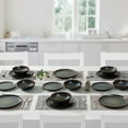 thumbnail image 3 of Vesteel Dinnerware Set for 4, 12 Pieces Premium Stoneware Plates and Bowls Set, Handmade Reactive Glaze Dishes for Home, Chip & Scratch Resistant, Microwave and Dishwasher Safe - Forest Green, 3 of 11