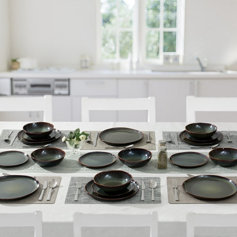 weles 食器　セット Vesteel Dinnerware Set for 4, 12 Pieces Stoneware Plates and Bowls